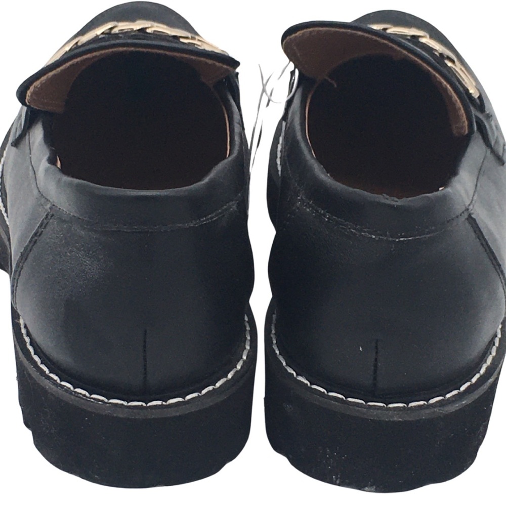 BCBG black Lug sole Loafers Vegan Leather with Gold Chain detail NWOT size 8 - Picture 8 of 16